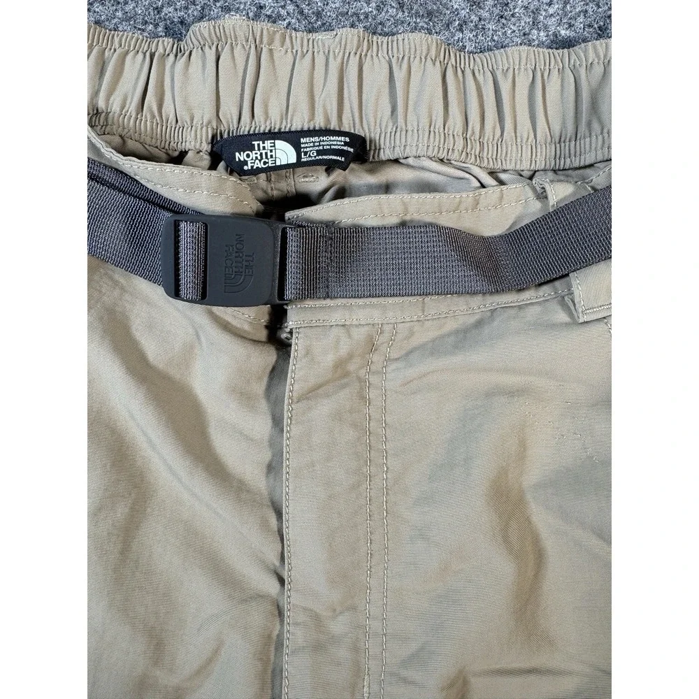 The North Face Men's L Convertible Zip-Off Hiking Pants Khaki Belted Outdoor